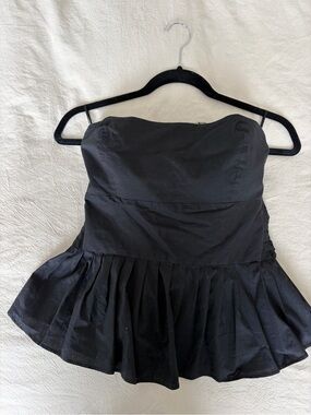 Zara Black Strapless Peplum Top